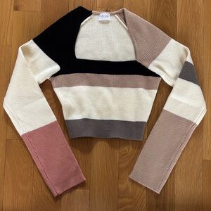 Le Lis Colorblock Crew Neck Sweater - Black, Cream, Pink, Tan